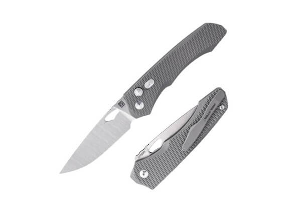 Taschenmesser, Grau, Daumenöffnung, Button Lock, Vanax, Titan