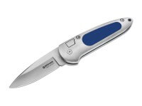 Taschenmesser, Silber, Druckknopf, Druckknopf, N690, Plastisches Elastomer Taschenmesser, Silber, Druckknopf, Druckknopf, N690, Plastisches Elastomer