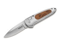 Taschenmesser, Silber, Druckknopf, Druckknopf, N690, Thujaholz Taschenmesser, Silber, Druckknopf, Druckknopf, N690, Thujaholz