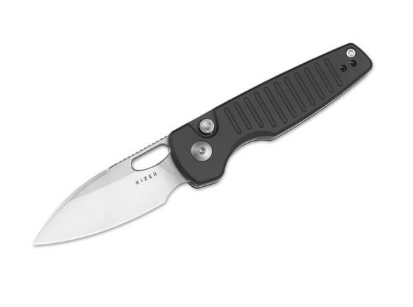 Taschenmesser, Grau, Daumenöffnung, Button Lock, Nitro-V, Aluminium