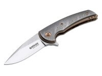 Taschenmesser, Grau, Flipper, Linerlock, CPM-154, Damast Taschenmesser, Grau, Flipper, Linerlock, CPM-154, Damast