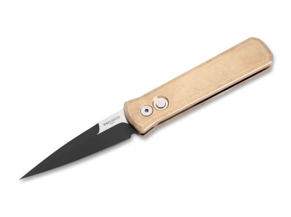 Taschenmesser, Bronze, Druckknopf, Button Lock, 154CM, Aluminium