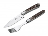 Steakmesser, Braun, Feststehend, Hirschhorn Steakmesser, Braun, Feststehend, Hirschhorn
