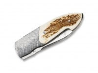 Taschenmesser, Braun, Nein, Linerlock, Damast, Hirschhorn Taschenmesser, Braun, Nein, Linerlock, Damast, Hirschhorn