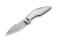 Taschenmesser, Grau, Flipper, Linerlock, Damast, Titan Taschenmesser, Grau, Flipper, Linerlock, Damast, Titan