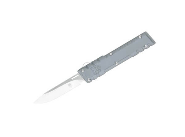 Taschenmesser, Grau, Druckknopf, OTF, 154CM, Aluminium