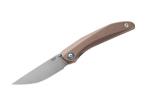 Taschenmesser, Bronze, Daumenpin, Linerlock, M390, Aluminium