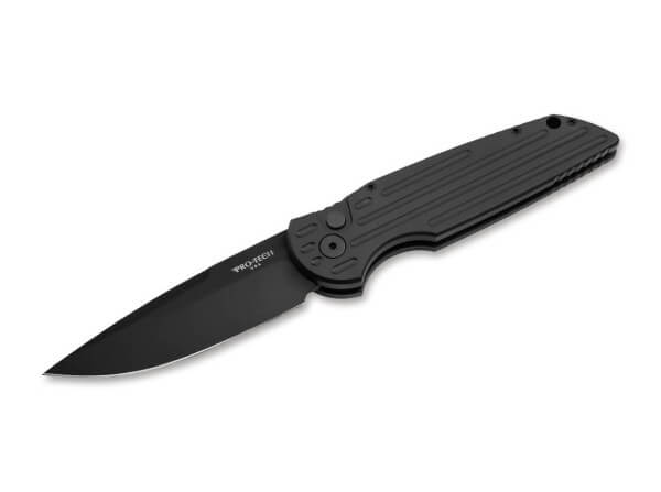 Taschenmesser, Schwarz, Druckknopf, Button Lock, 154CM, Aluminium