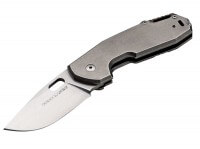 Taschenmesser, Grau, Daumenöffnung, Framelock, N690, Titan Taschenmesser, Grau, Daumenöffnung, Framelock, N690, Titan