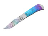 Taschenmesser, Mehrfarbig, Nagelhau, Slipjoint, Damast, Aluminium Taschenmesser, Mehrfarbig, Nagelhau, Slipjoint, Damast, Aluminium
