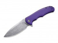 Taschenmesser, Violett, Flipper, Linerlock, Damast, G10 Taschenmesser, Violett, Flipper, Linerlock, Damast, G10