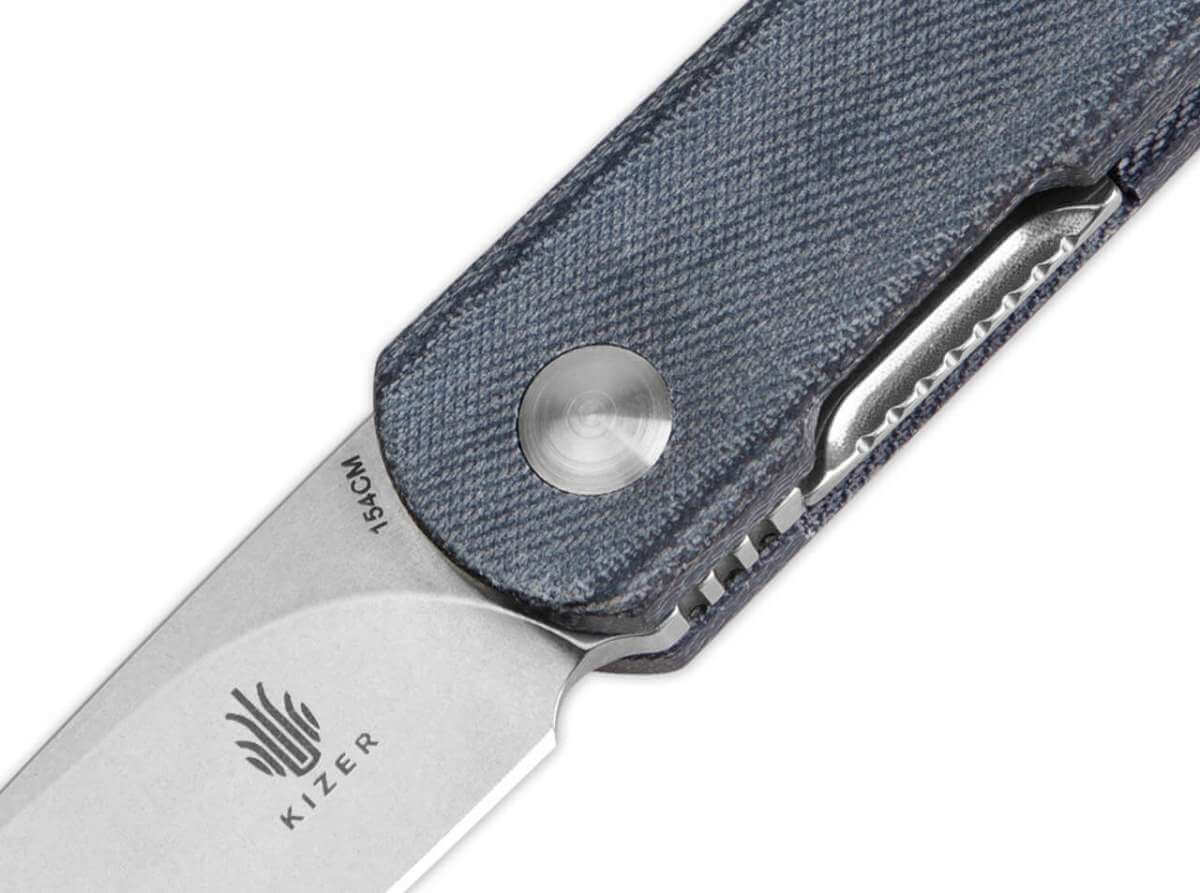 Kizer Feist Linen Micarta 検)EDC Kizer Feist Liner Lock Knife Denim Micarta (Stonewash)