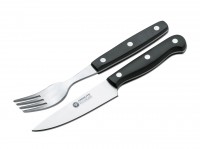 Campingbesteck, Schwarz, Feststehend, 440A, POM Campingbesteck, Schwarz, Feststehend, 440A, POM