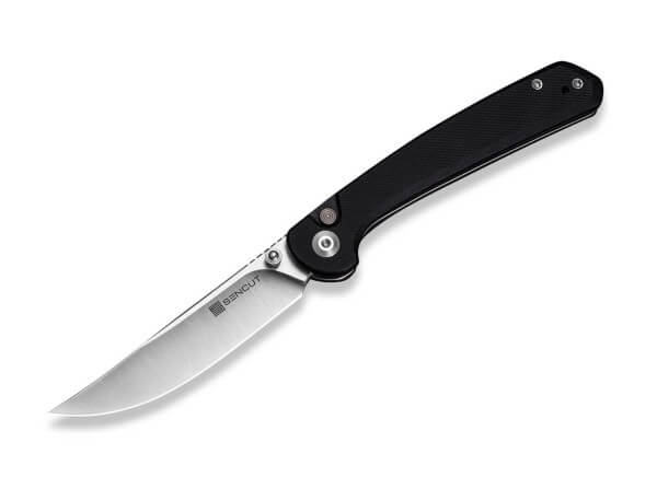 Taschenmesser, Schwarz, Daumenpin, Button Lock, 9Cr18MoV, G10