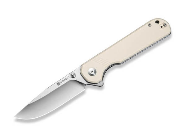 Taschenmesser, Weiß, Daumenpin, Linerlock, 9Cr18MoV, G10
