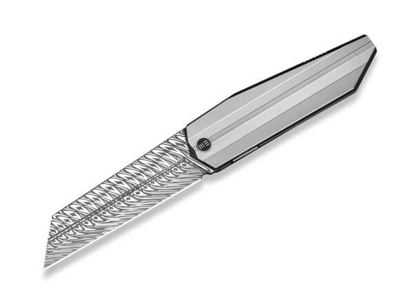 Taschenmesser, Grau, Flipper, Framelock, Damast, Titan