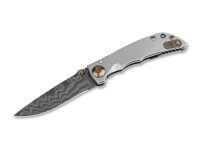 Taschenmesser, Grau, Daumenpin, Framelock, Damast, Titan Taschenmesser, Grau, Daumenpin, Framelock, Damast, Titan