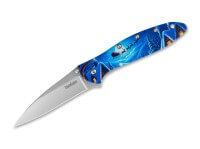 Taschenmesser, Blau, Daumenpin, Linerlock, 14C28N, Aluminium Taschenmesser, Blau, Daumenpin, Linerlock, 14C28N, Aluminium