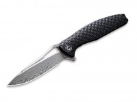 Taschenmesser, Schwarz, Flipper, Linerlock, Damast, FRN Taschenmesser, Schwarz, Flipper, Linerlock, Damast, FRN