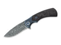 Taschenmesser, Blau, Flipper, Framelock, Damast, Titan Taschenmesser, Blau, Flipper, Framelock, Damast, Titan