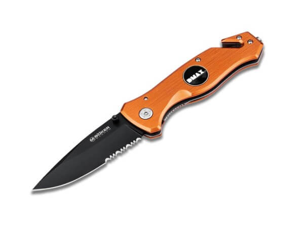 Taschenmesser, Orange, Daumenpin, Linerlock, 440A, Aluminium