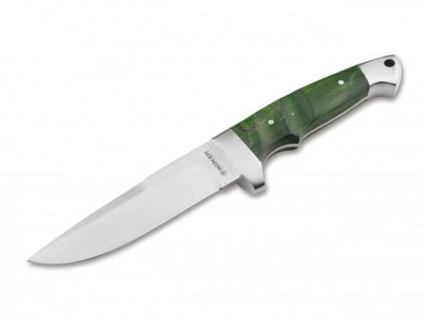 Feststehendes Messer, Grün, 440C, Maserbirkenholz