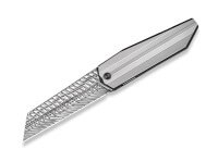 Taschenmesser, Grau, Flipper, Framelock, Damast, Titan Taschenmesser, Grau, Flipper, Framelock, Damast, Titan