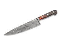 Kochmesser, Orange, Damast, Maserbirkenholz Kochmesser, Orange, Damast, Maserbirkenholz