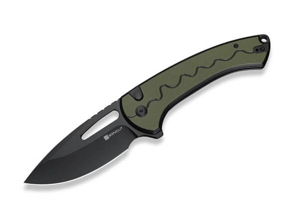 Taschenmesser, Grün, Flipper, Button Lock, 9Cr18MoV, G10