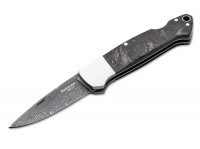 Taschenmesser, Schwarz, Nagelhau, Backlock, Damast, Kohlefaser Taschenmesser, Schwarz, Nagelhau, Backlock, Damast, Kohlefaser