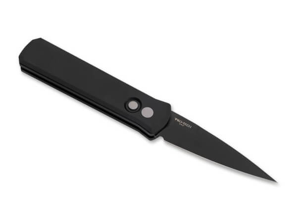 Taschenmesser, Schwarz, Druckknopf, Button Lock, 154CM, Aluminium