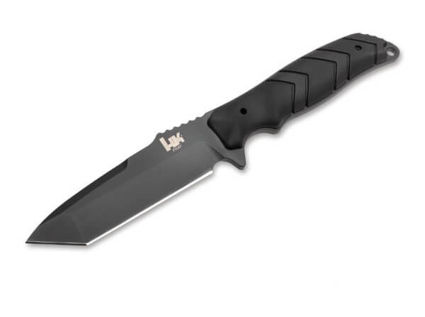 Feststehendes Messer, Schwarz, 154CM, Gummi