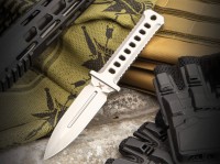 Vorschau: Feststehendes Messer, Silber, D2, Edelstahl Vorschau: Feststehendes Messer, Silber, D2, Edelstahl