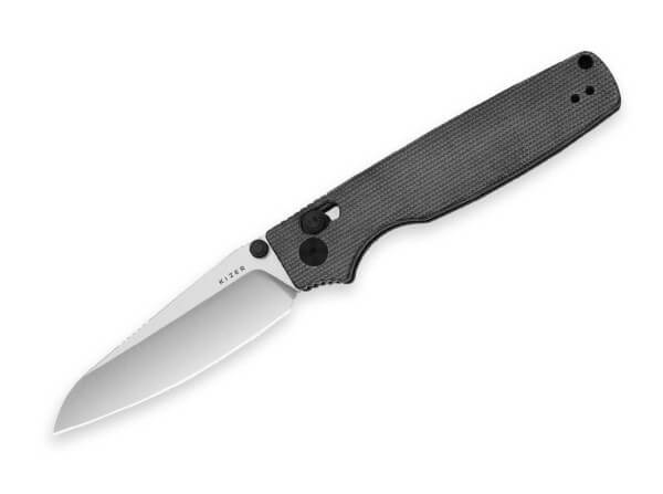 Taschenmesser, Schwarz, Daumenpin, Clutch Lock, 14C28N, Micarta