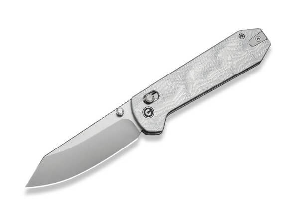 Taschenmesser, Silber, Daumenpin, Crossbar Lock, 14C28N, G10