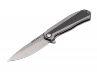 Taschenmesser, Grau, Flipper, Framelock, 14C28N, Edelstahl Taschenmesser, Grau, Flipper, Framelock, 14C28N, Edelstahl