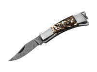 Taschenmesser, Silber, Nagelhau, Slipjoint, Damast, Hirschhorn Taschenmesser, Silber, Nagelhau, Slipjoint, Damast, Hirschhorn