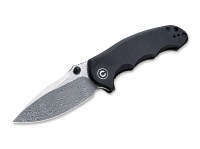 Taschenmesser, Schwarz, Daumenpin, Linerlock, Damast, G10 Taschenmesser, Schwarz, Daumenpin, Linerlock, Damast, G10