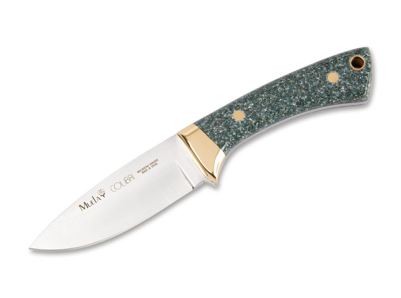 Muela Colibri knife with granite composite handle and leather sheath -  22-COL-7G - Muela