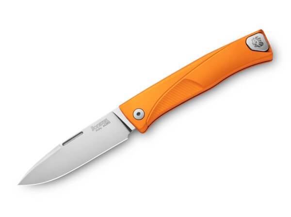 Taschenmesser, Orange, Nagelhau, Slipjoint, M390, Aluminium