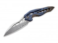 Taschenmesser, Blau, Daumenöffnung, Framelock, Damast, Titan Taschenmesser, Blau, Daumenöffnung, Framelock, Damast, Titan