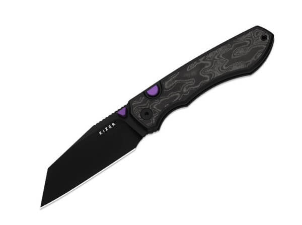 Taschenmesser, Schwarz, Daumenpin, Button Lock, CPM-S-45VN, Aluminium